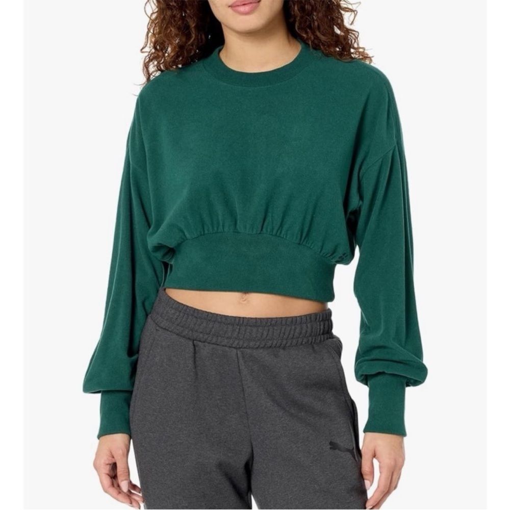 Sweaty Betty Women Green Size 8 Delight Crop Fleece Athleisure Sweatshirt